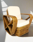 Caramel Midcentury Six Strand Rattan Arm Chair