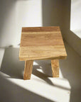 Mini Square Rustic Teak Stool 30cm