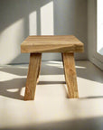 Mini Square Rustic Teak Stool 30cm