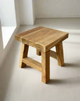 Mini Square Rustic Teak Stool 30cm