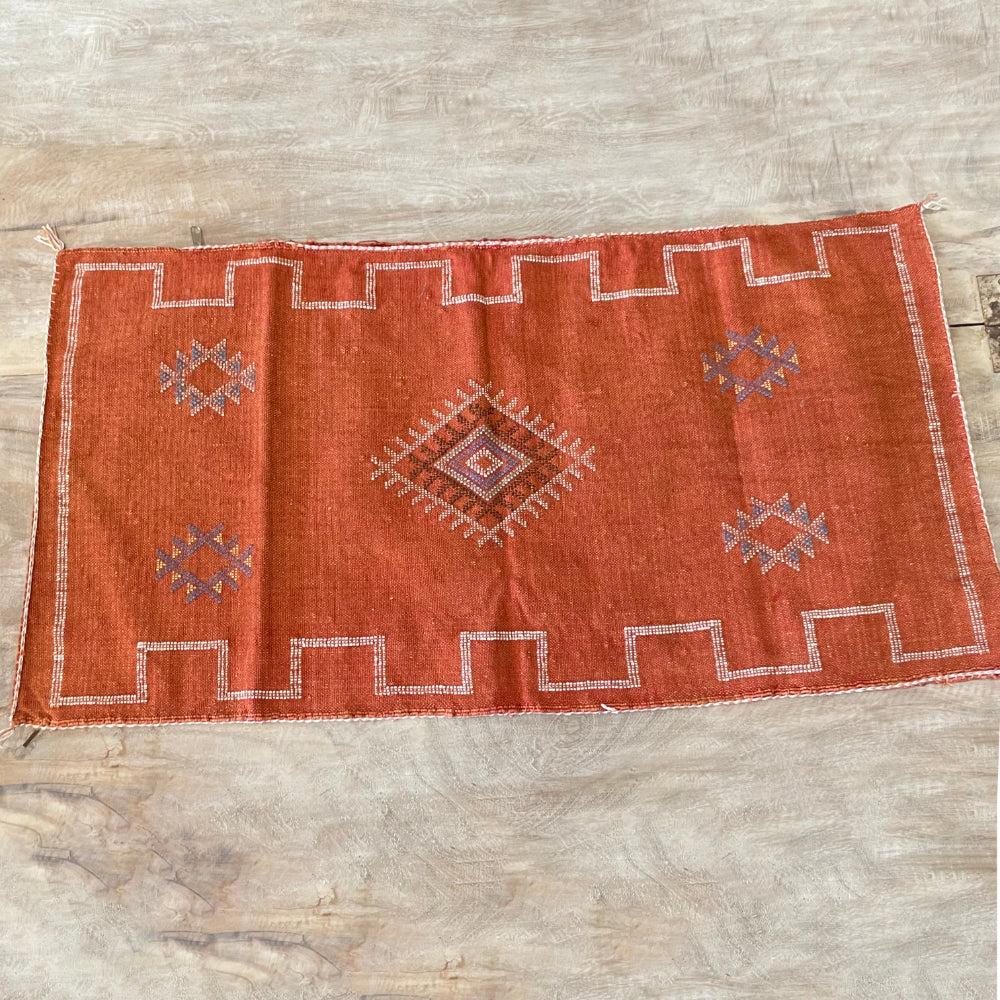 Moroccan Cactus Silk Lumbar Cushion Cover - Dark Orange