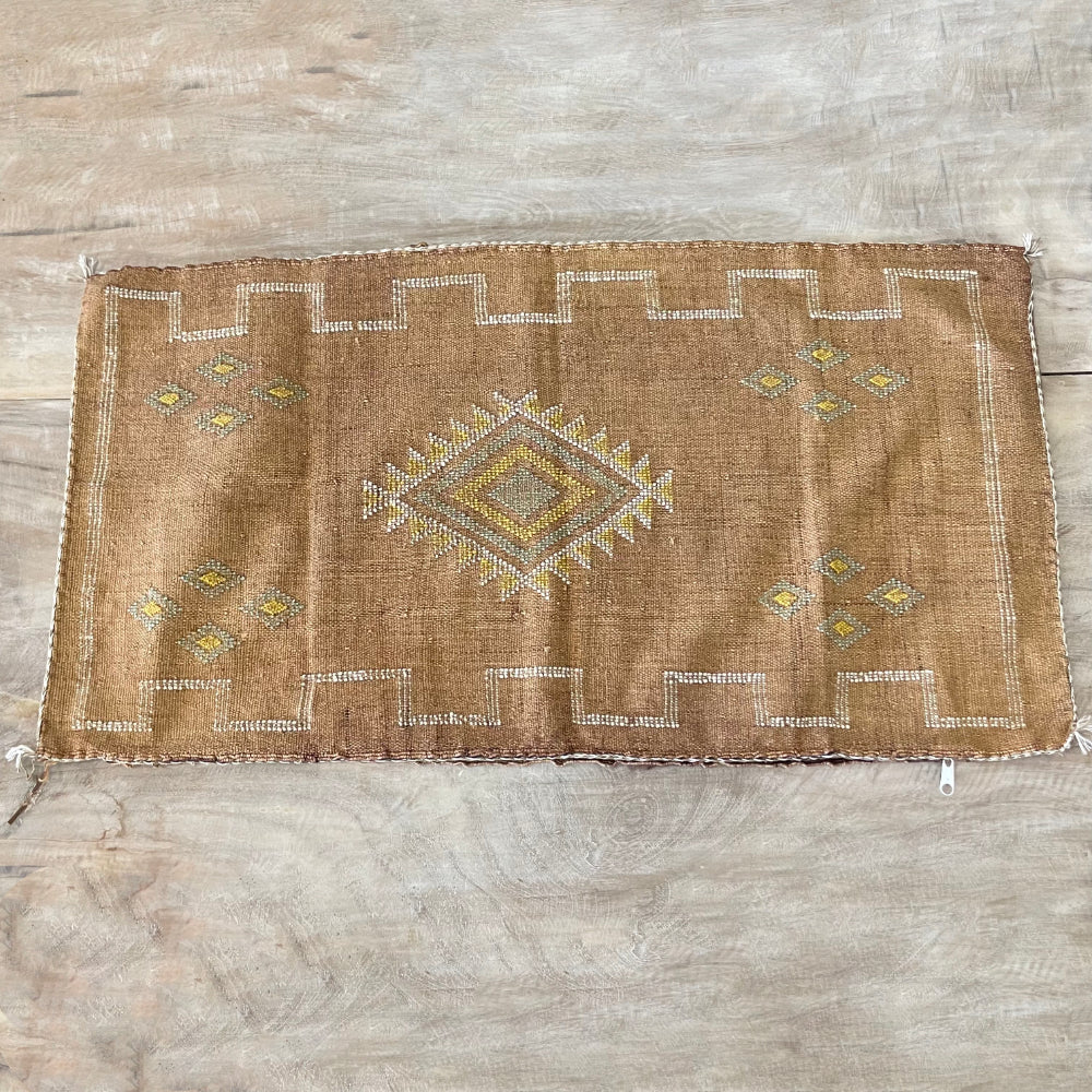Moroccan Cactus Silk Lumbar Cushion Cover - Light Brown