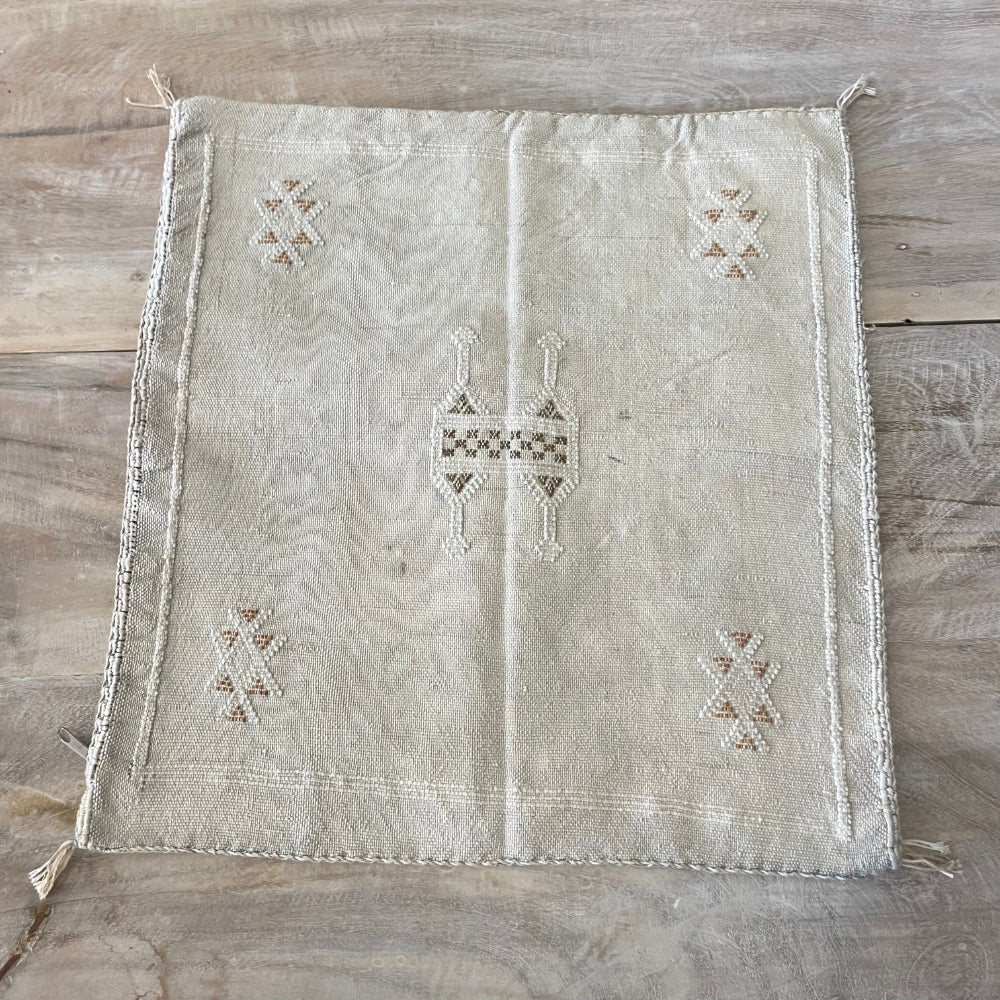 Moroccan Cactus Silk Square Cushion Cover - Beige