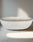 Oval Semi Polished Natural Marble Stone Bath