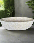 Oval Semi Polished Natural Marble Stone Bath