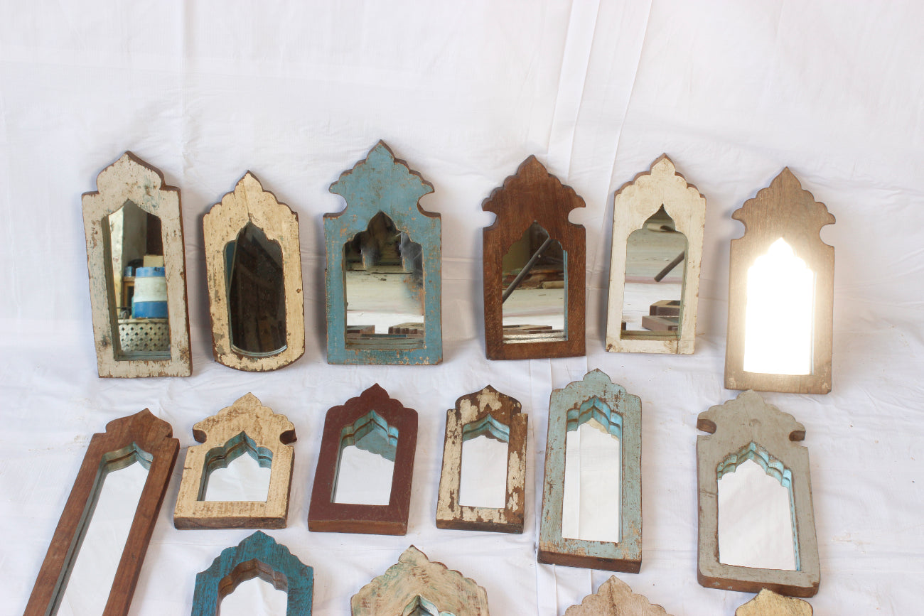 Narrow Indian Arch Timber Mirror - Assorted Designs
