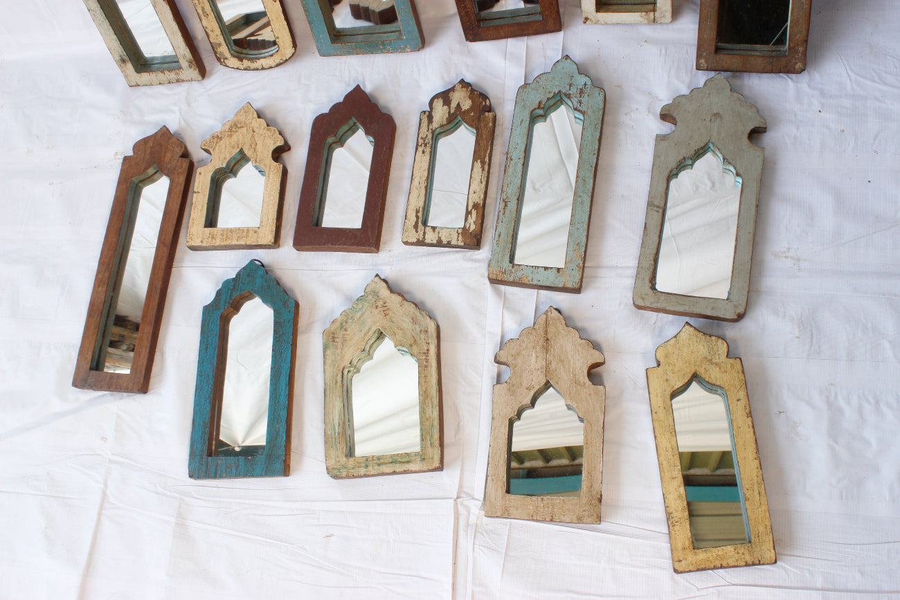 Narrow Indian Arch Timber Mirror - Assorted Designs
