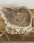 Natural Fossilised Wood Basin 05 - 56.5 x 44 x 15cm