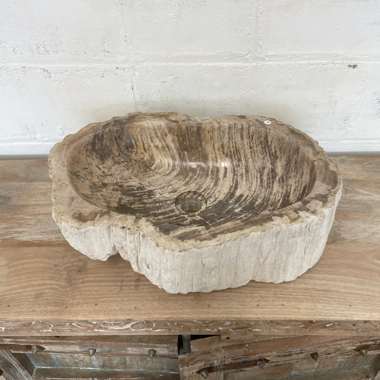 Fossilised wood basin – 52.5 x 36.5 x 16cm – Paradise Living Co.