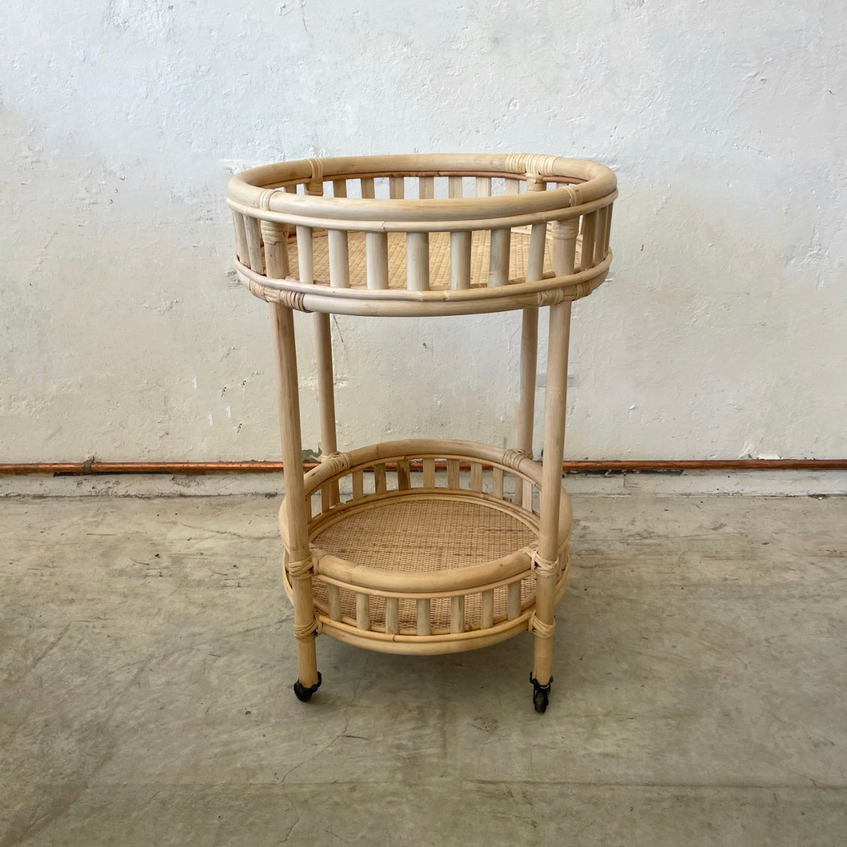 Natural Halia Round Rattan Bar Cart – Paradise Living Co.