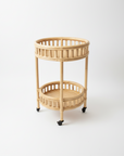 Natural Halia Round Rattan Bar Cart