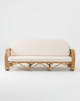 Natural Pretzel Rattan 3 Seater Lounge - Cream Cushion