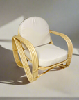 Natural Pretzel Rattan Arm Chair - Cream Cushion