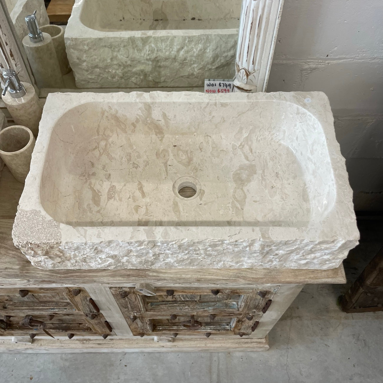Natural Rectangle Marble Stone Basin #01 – Paradise Living Co.