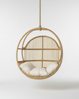 OUTDOOR -Steel Framed Synthetic Rattan Round Single Cane Hanging Chair- O