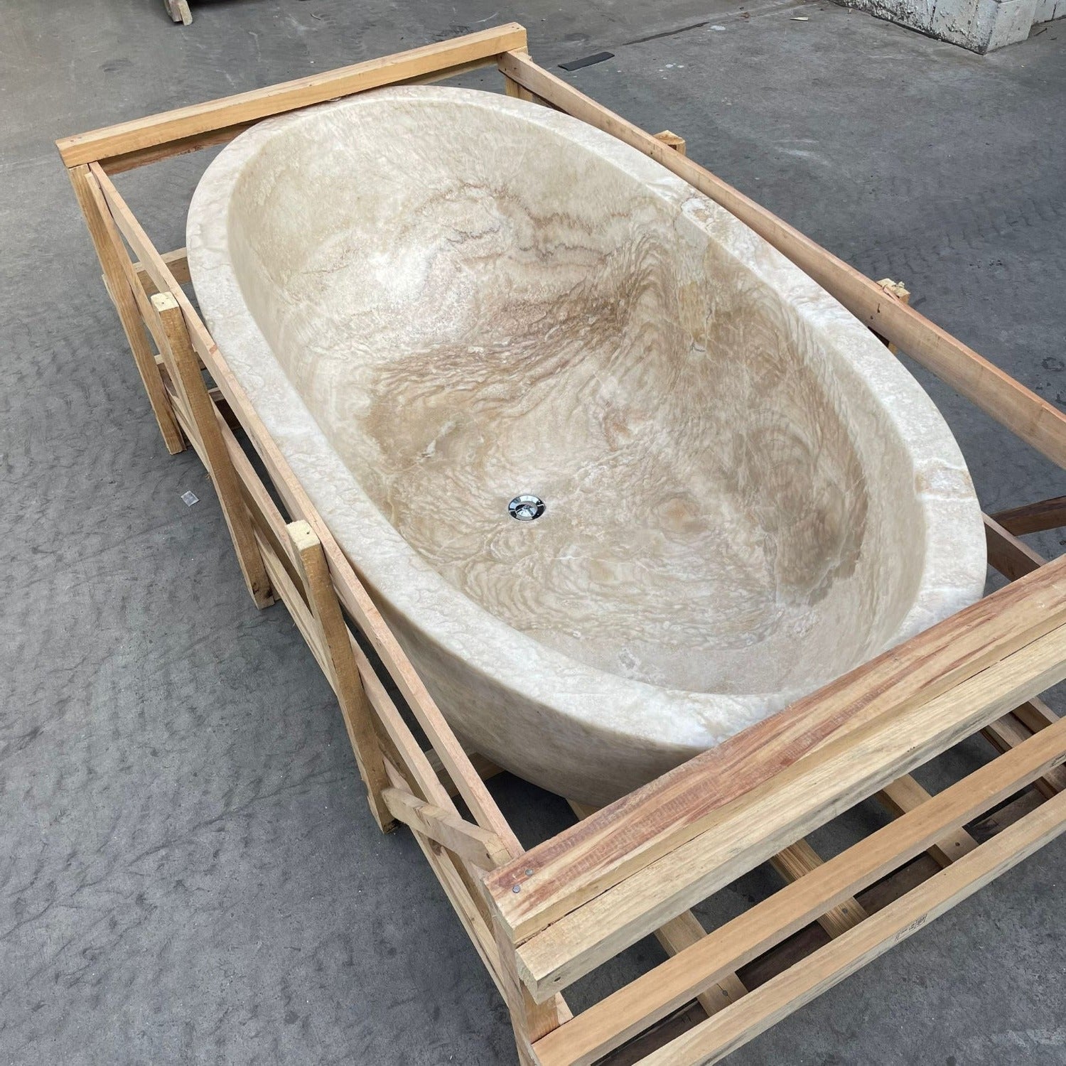Oval Full Polished Onyx Stone Bath