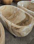 Oval Full Polished Onyx Stone Bath 02 - 150 x 80 x 50cm | Pre Order