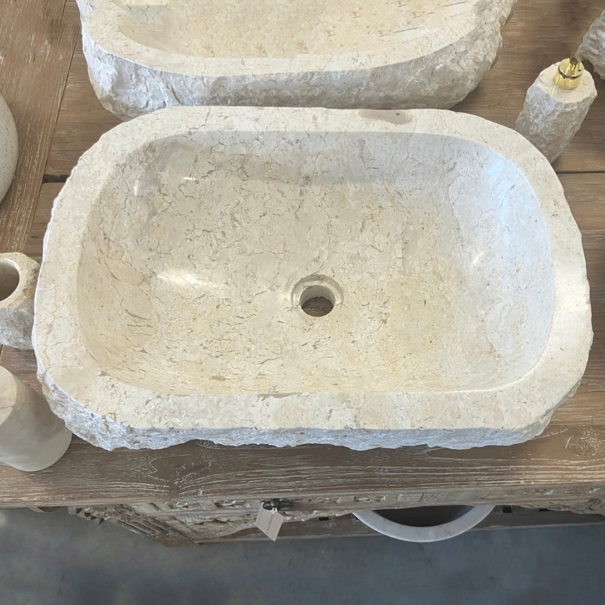 Oval Natural Marble Stone Basin 04 - 61.5 x 41 x 16cm