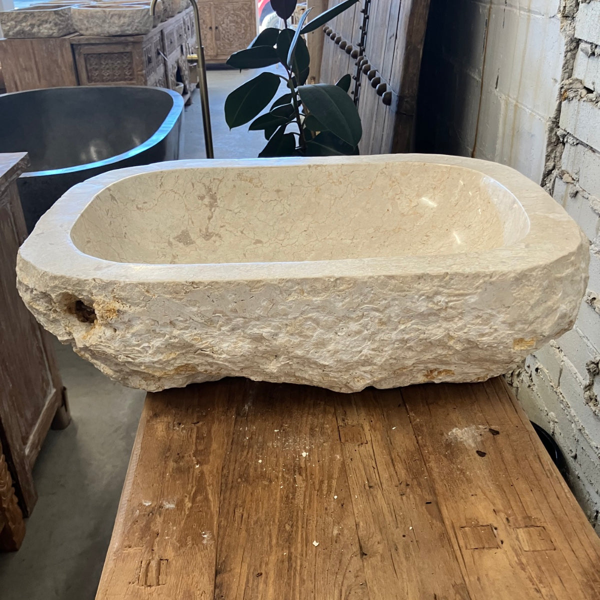 Oval Natural Marble Stone Basin 05 - 61 x 41 x 16.5cm