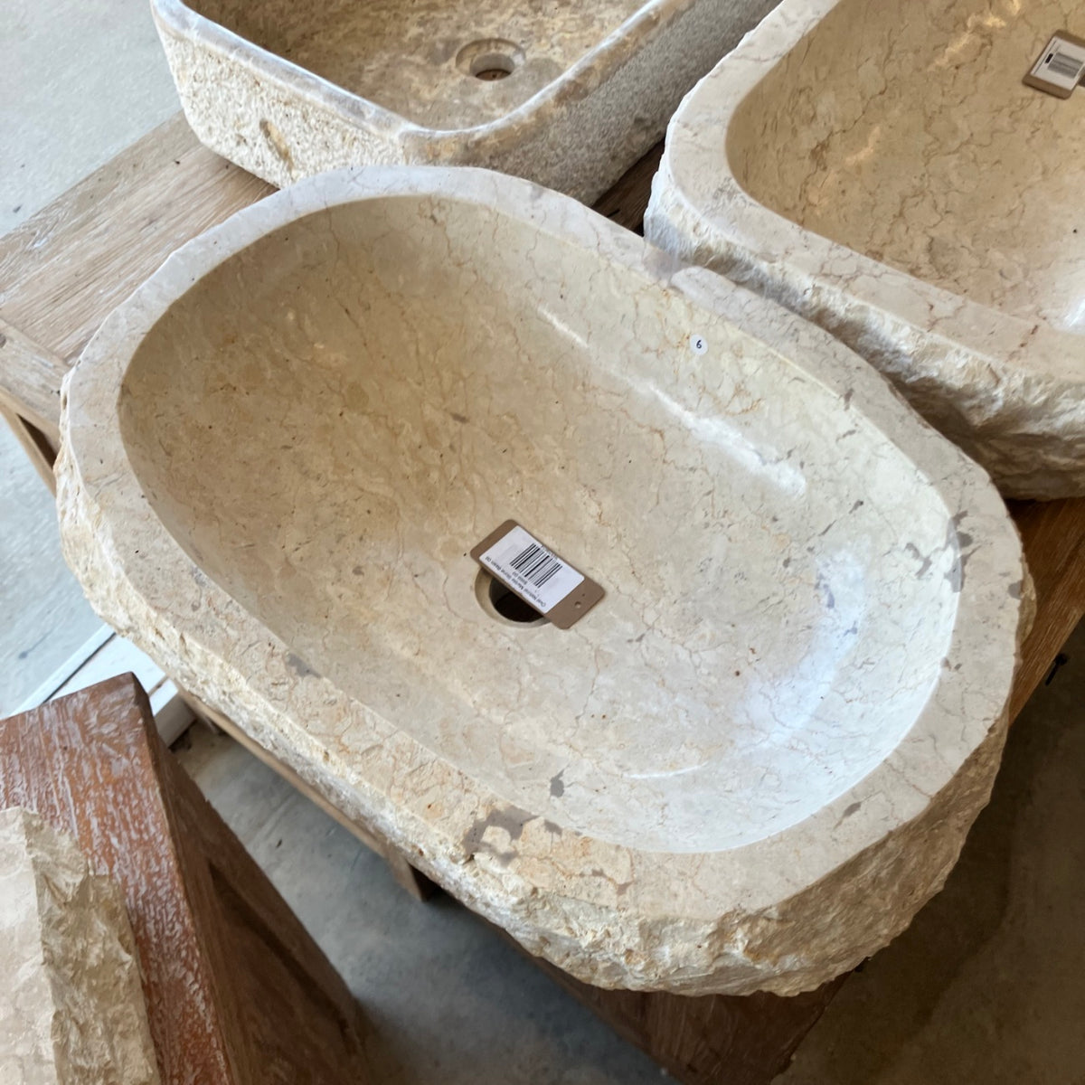 Oval Natural Marble Stone Basin 06 - 63 x 41 x 16.5cm