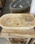 Oval Polished Onyx Stone Basin 16 - 64 x 32cm