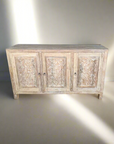 Jepun White Wash Carved Teak Sideboard 160cm