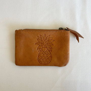Pineapple Tan Leather Coin Purse