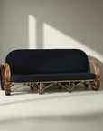 Caramel Pretzel Rattan 3 Seater Lounge - Black Cushion - Pre Order