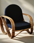 Caramel Pretzel Rattan Arm Chair - Black Cushion