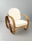 Caramel Pretzel Rattan Arm Chair - Cream Cushion