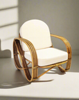 Caramel Pretzel Rattan Arm Chair - Cream Cushion