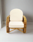 Caramel Pretzel Rattan Arm Chair - Cream Cushion