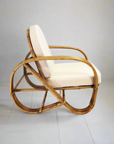 Caramel Pretzel Rattan Arm Chair - Cream Cushion