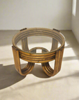 Caramel Pretzel Rattan Side Table 65cm Dia