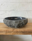 Round Andesite Chisel Stone Basin 07 - 45cm Dia