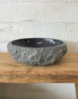 Round Andesite Chisel Stone Basin 08 - 45cm Dia