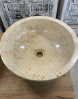 Round Beige Marble Stone Basin 