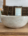 Round Beige Marble Stone Basin 