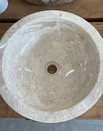 Round Beige Marble Stone Basin 