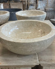 Round Beige Marble Stone Basin 