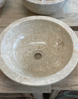 Round Beige Marble Stone Basin 