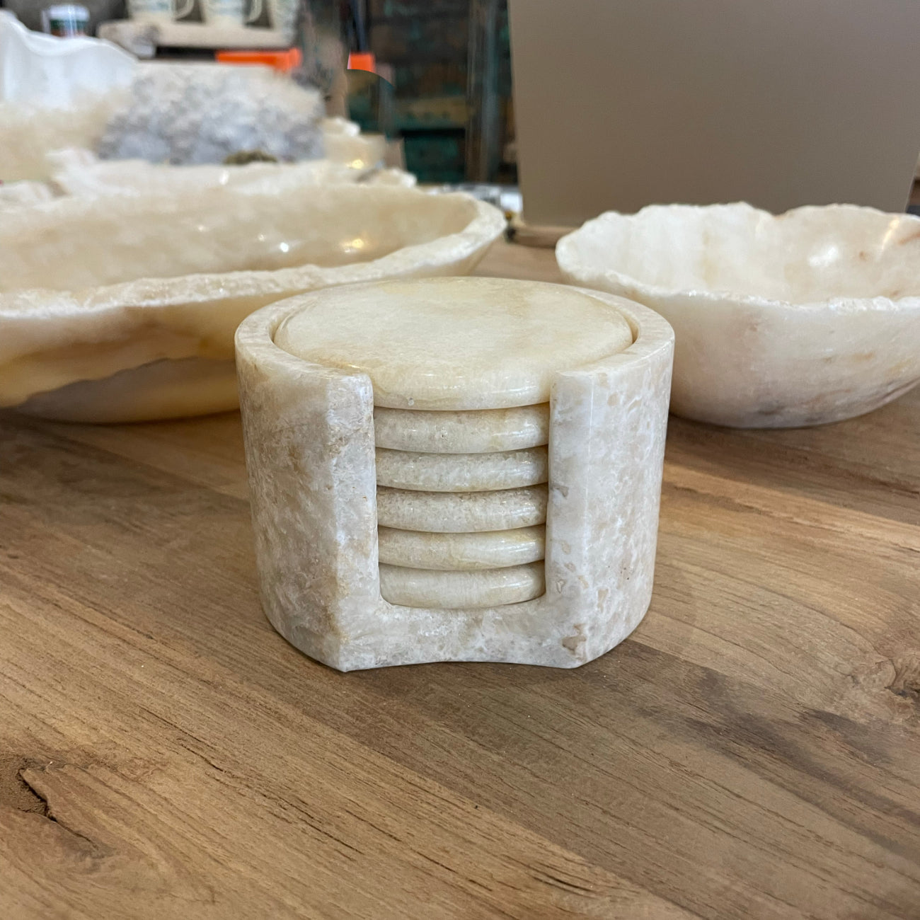 Round Onyx Stone Coaster - Set of 6