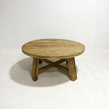 Round Rustic Teak Coffee Table 90cm