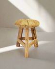 Round Rustic Workers Teak Stool 45cm