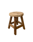 Round Rustic Workers Teak Stool