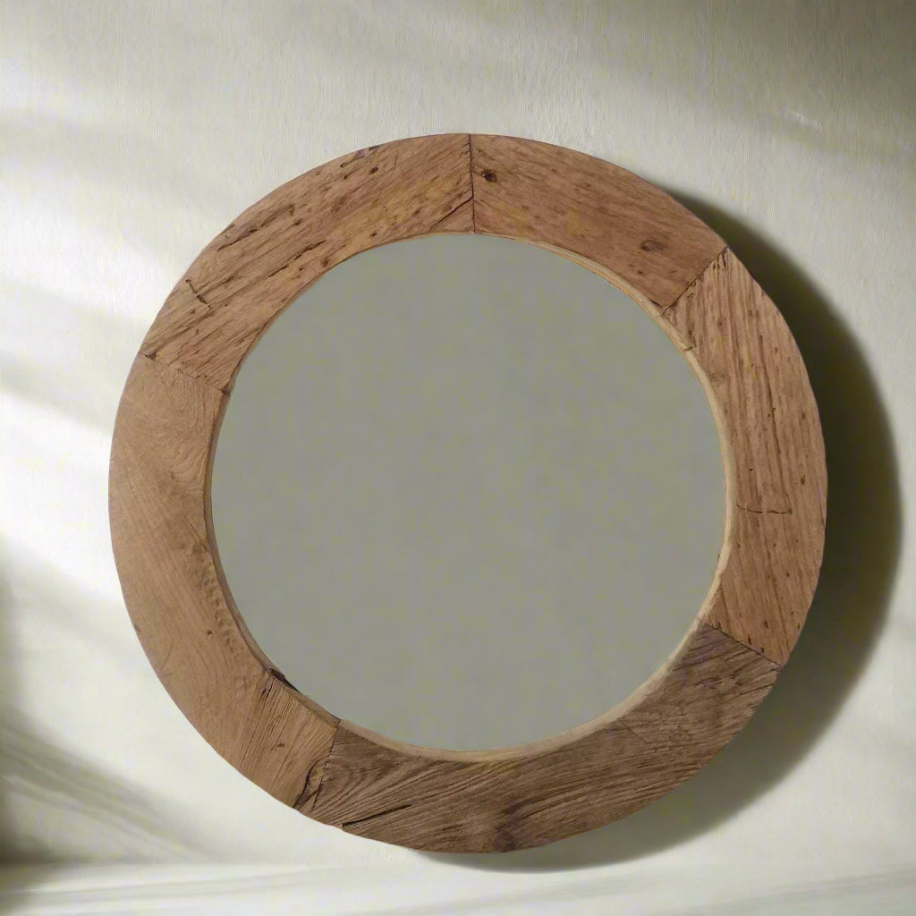 Round Teak Mirror
