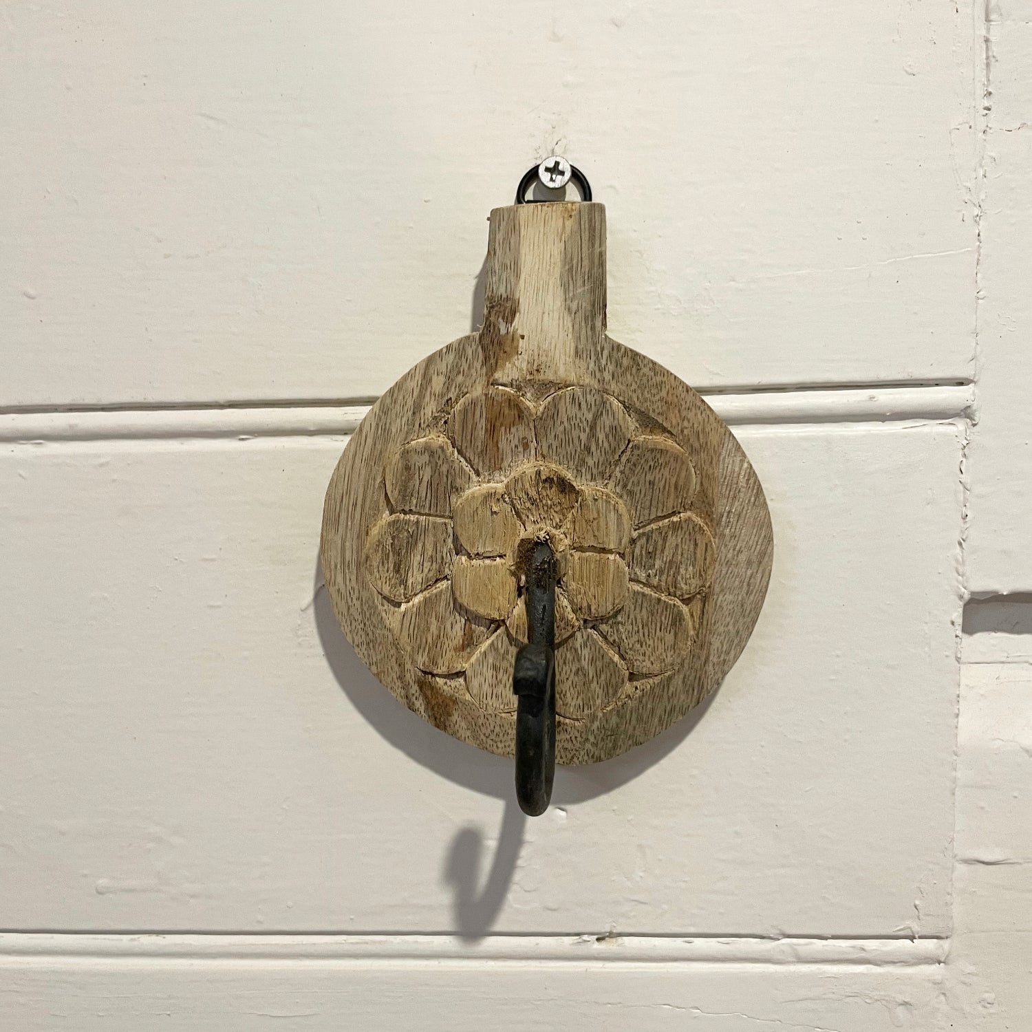 Small Single Round Indian Carved Wall Hook