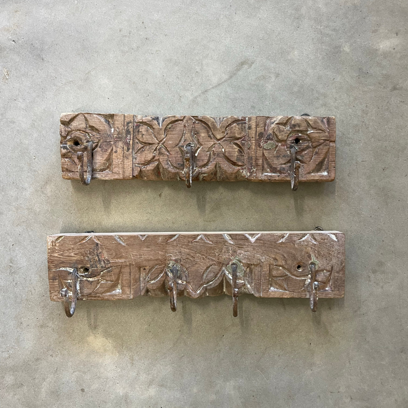 Small Vintage Indian Timber Wall Hooks