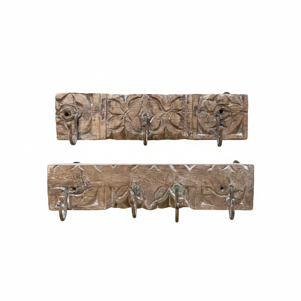 Small Vintage Indian Timber Wall Hooks