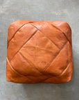 Square Braid Moroccan Leather Ottoman Footstool